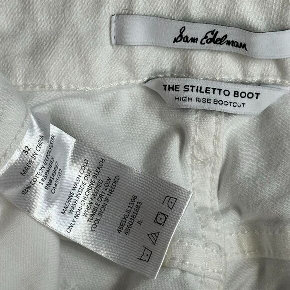 NWT Sam Edelman Jeans Stiletto Bootcut High Rise White Denim Pants Women's 14/32 - Picture 7 of 11